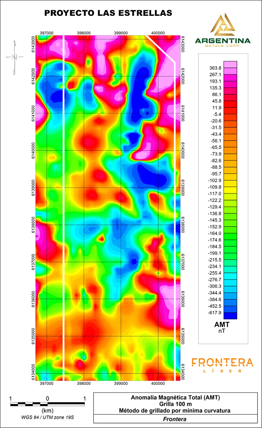 Property-scale ground magnetometric signature map at Las Estrellas, January 2026 AMT survey